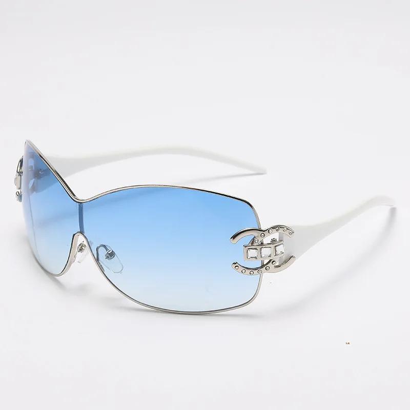 New Fashion Y2K Sunglasses Women's Integrated Surround Sun Glasses Retro  Designer Women Eyewear UV400 Oculos De Sol