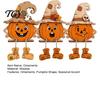 Rustic Farmhouse Halloween Ornaments 3PCS Distressed Wooden Pumpkin Ornaments, Witch Hats And Ghost Patches Retro Gothic Mantel Decor Decor,