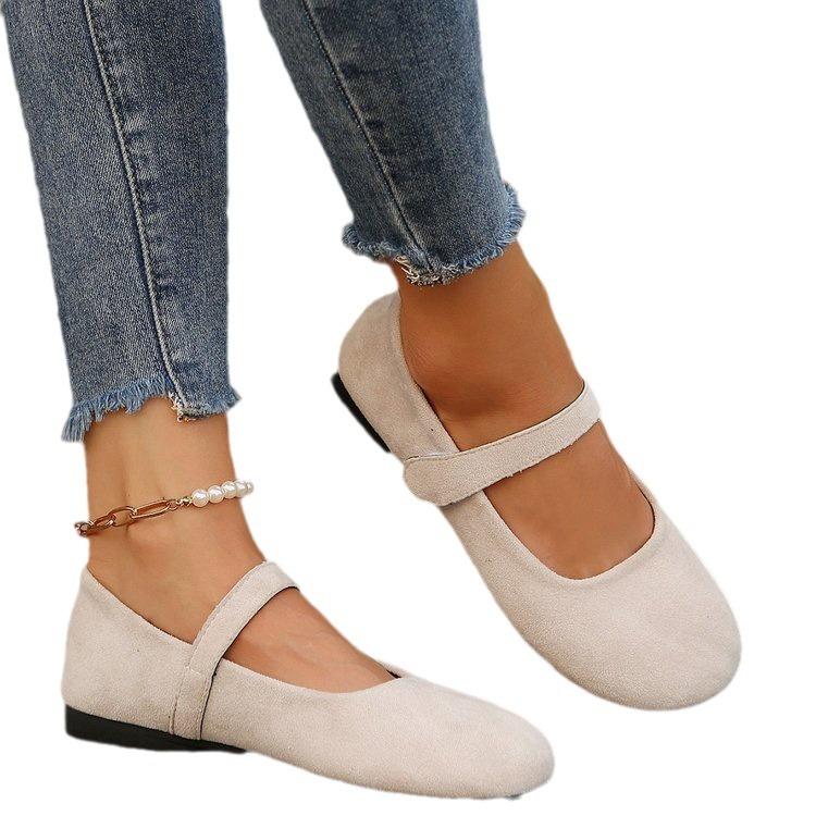 Spring and Autumn New Large Single Shoes with One Button and Shallow Mouth Small Leather Shoes for Women