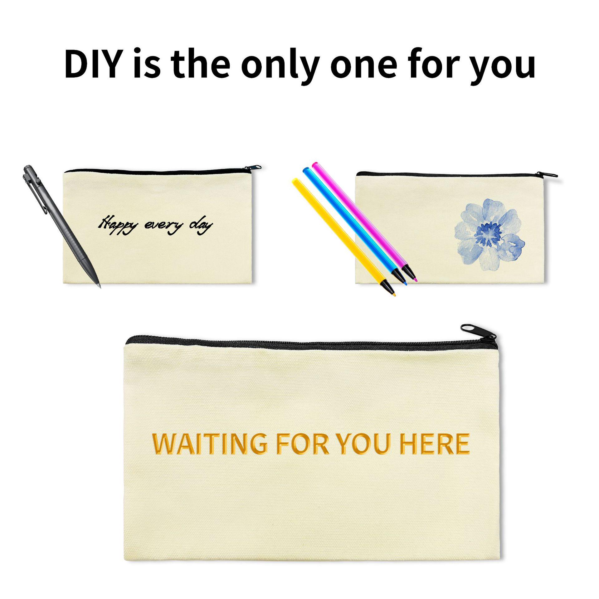 

Creative Zipper Canvas Clutch: Customizable Pencil or Cosmetic Storage Bag