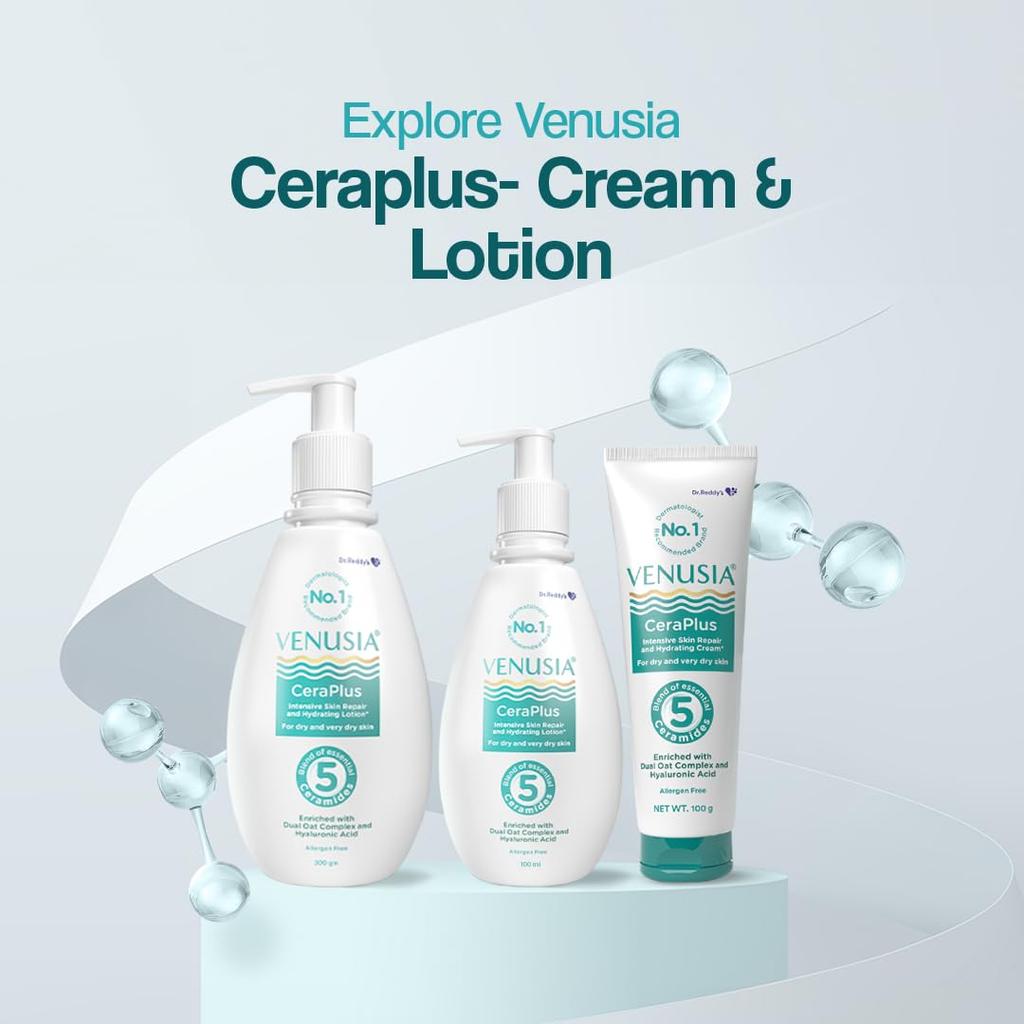 Dr. Reddy's Venusia CeraPlus Moisturizing Lotion 300g For Dry Skin With Ceramides & Hyaluronic Acid