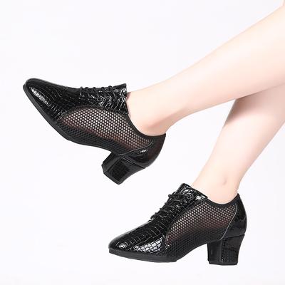 Professional Dance Shoes Latin Dance Shoes Adult Ladies Middle Heel Teacher Shoes Soft Sole Friendship Modern Dance Shoes Square Dance