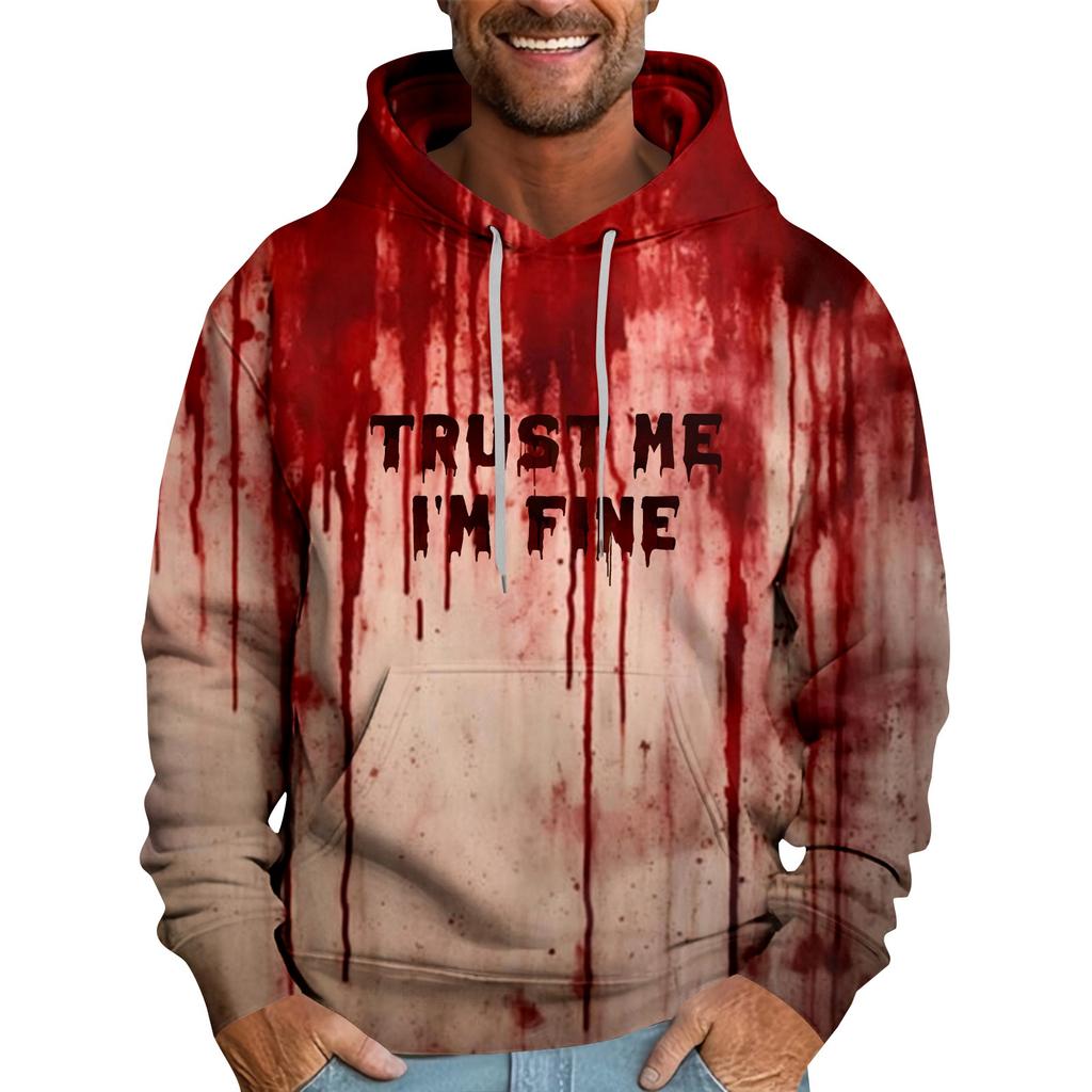 Halloween Blodflekkete Trykk Herre Løs Hettegenser
