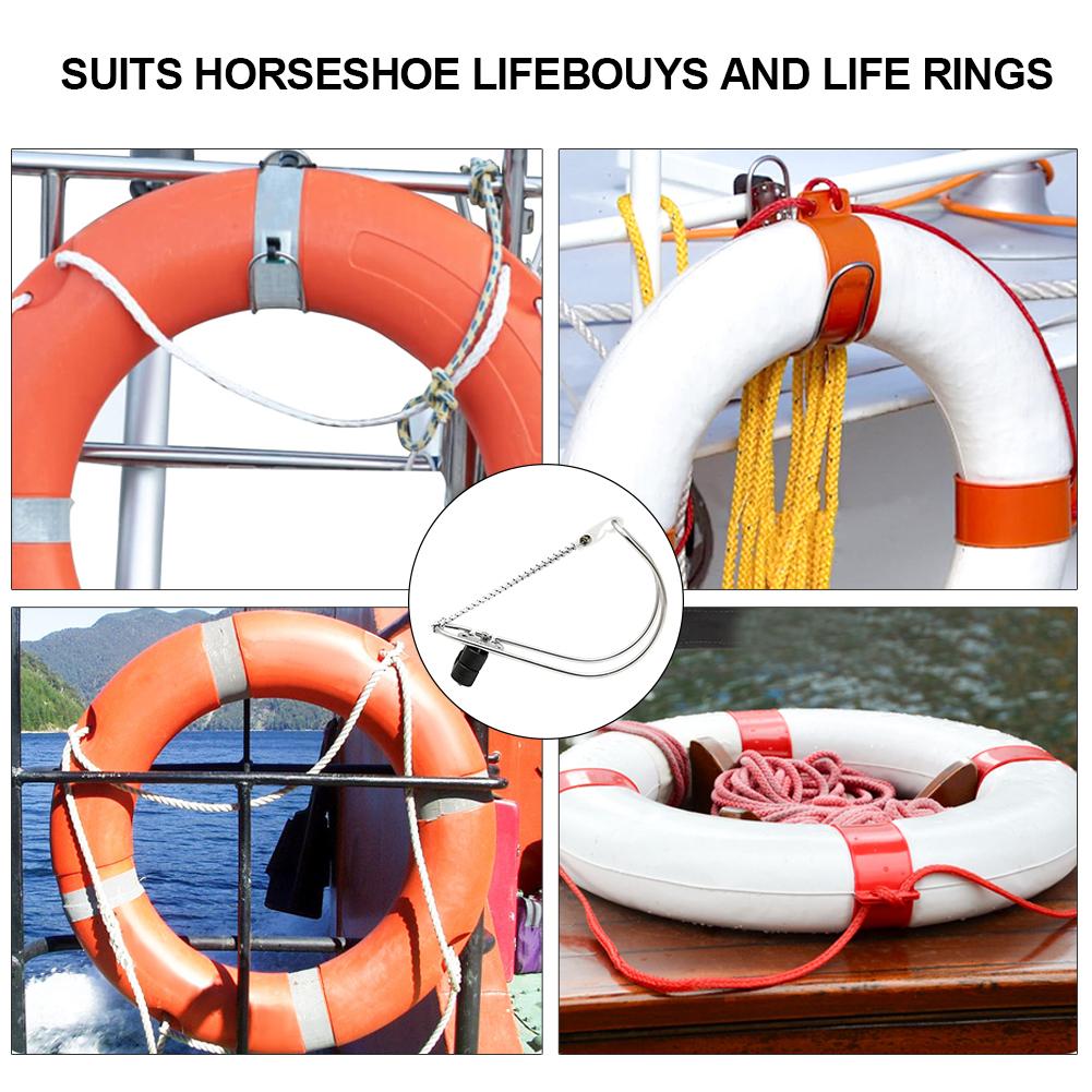 Boat Marine Lifebuoy Ring Horseshoe Bracket Hardware Boat Life Buoy Holder Adjustable Swimming Ring Brackets Rustproof for Yacht