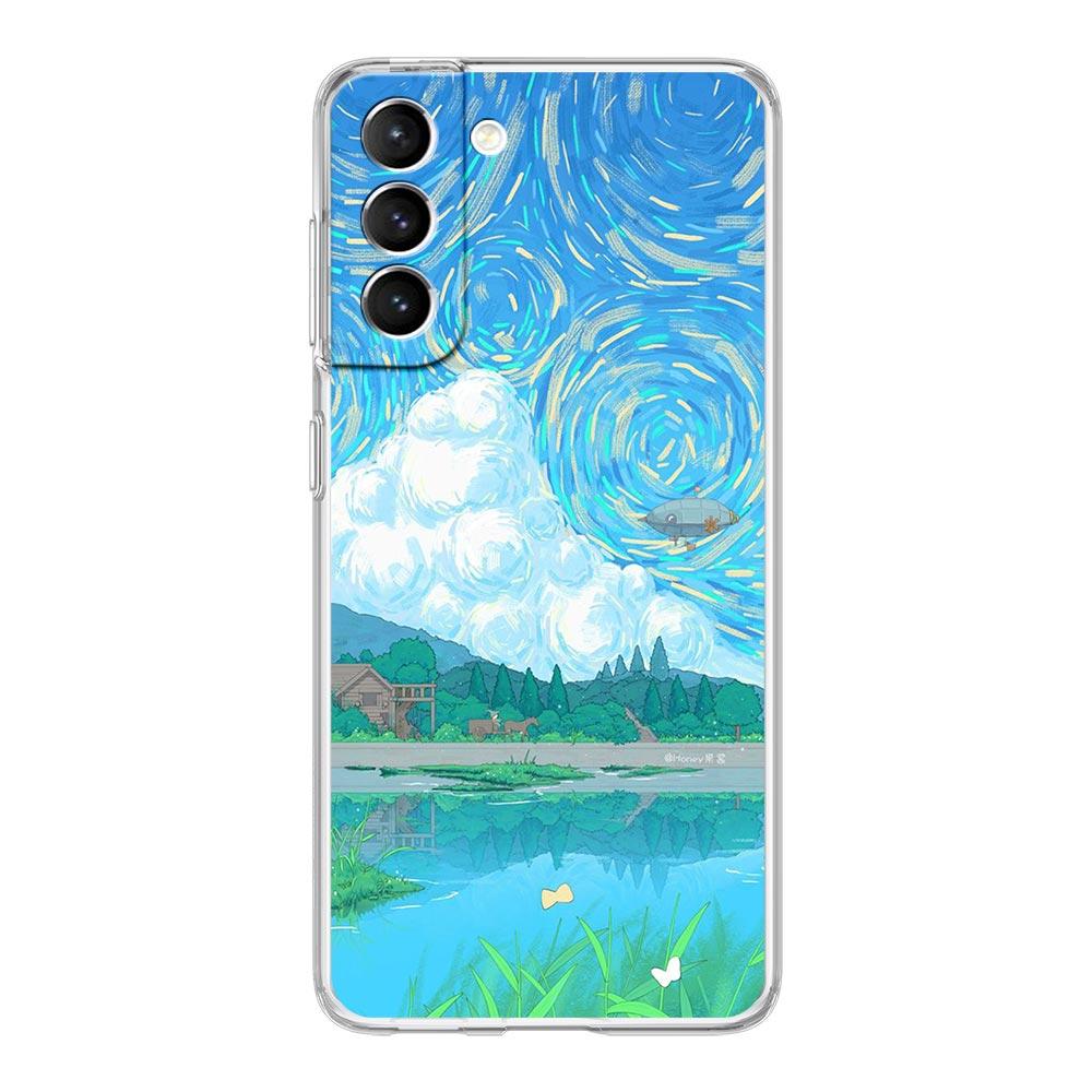 INS Japan Sunset Scenery Clear Phone Case For Samsung Galaxy S23 S22 5G S20 Ultra S21 FE 5G S10E S9 S8 S10 Plus Soft Back Cover
