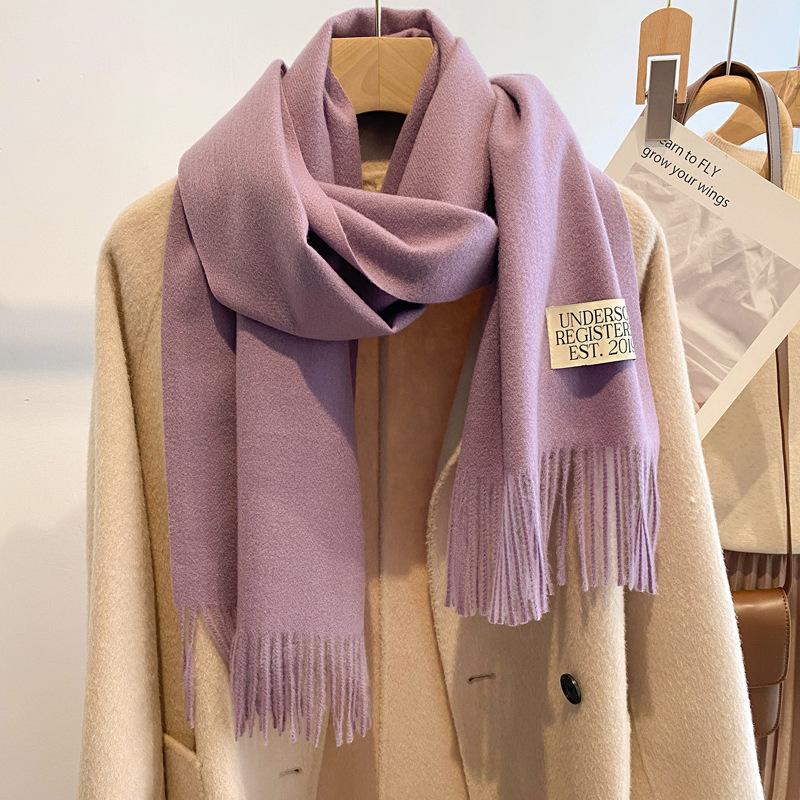 New white scarf women's winter versatile small scarf high-end Christmas birthday gift shawl