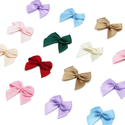 (50 Pcs) Colorful Ribbon Bows 2.5x2.5cm Small Size Polyester Satin Bow Flower Craft DIY Hair Accessories
