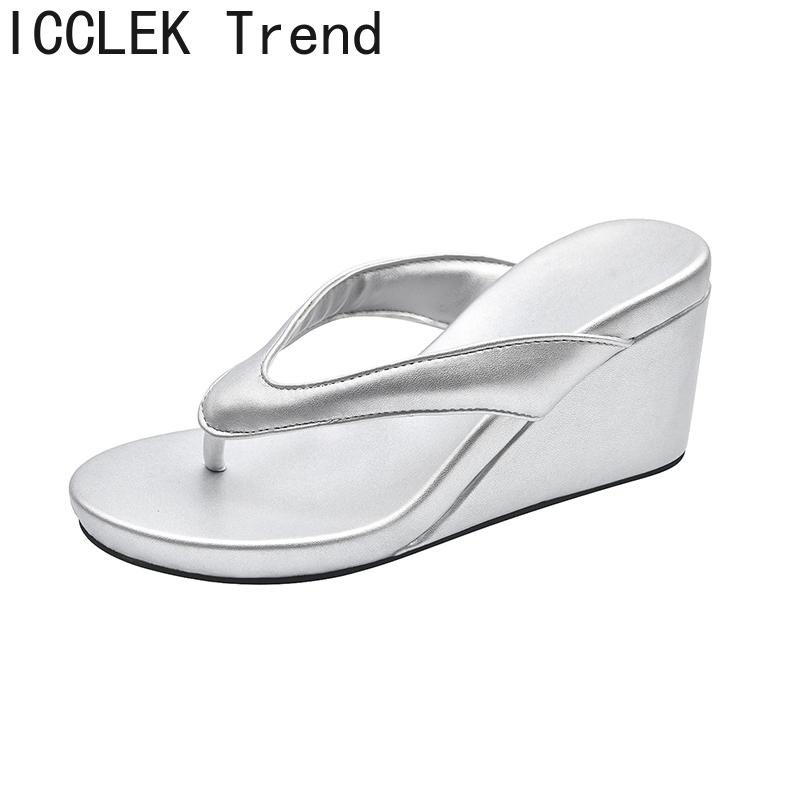Fashion Clip Toe Wedges Heel Women Slippers Designer Party Dress Flip Flops Ladies Slides Shoes