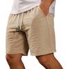 Mens Lightweight Cotton Linen Shorts Loose Fit Elastic Waist Drawstring Casual Sport Beach Walk Short Pants