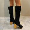 Plus Size Pointed Elastic High Heel Over Knee Long Boots Women's Wholesale Autumn/Winter Slimming Legs Long Tube Boots