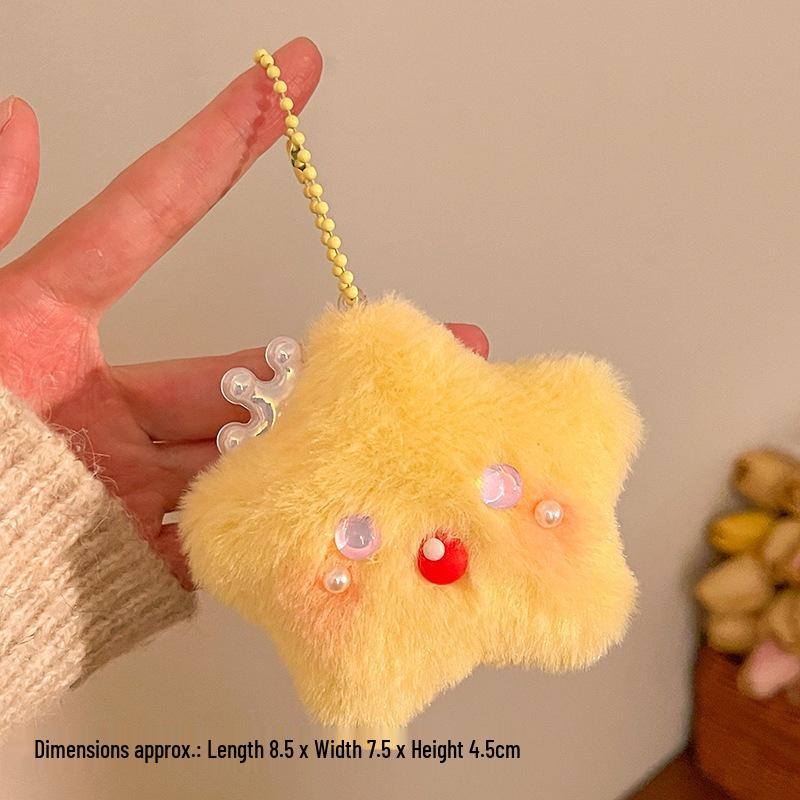 Adorable Plush Star Doll Keychain - Cute Backpack Accessory