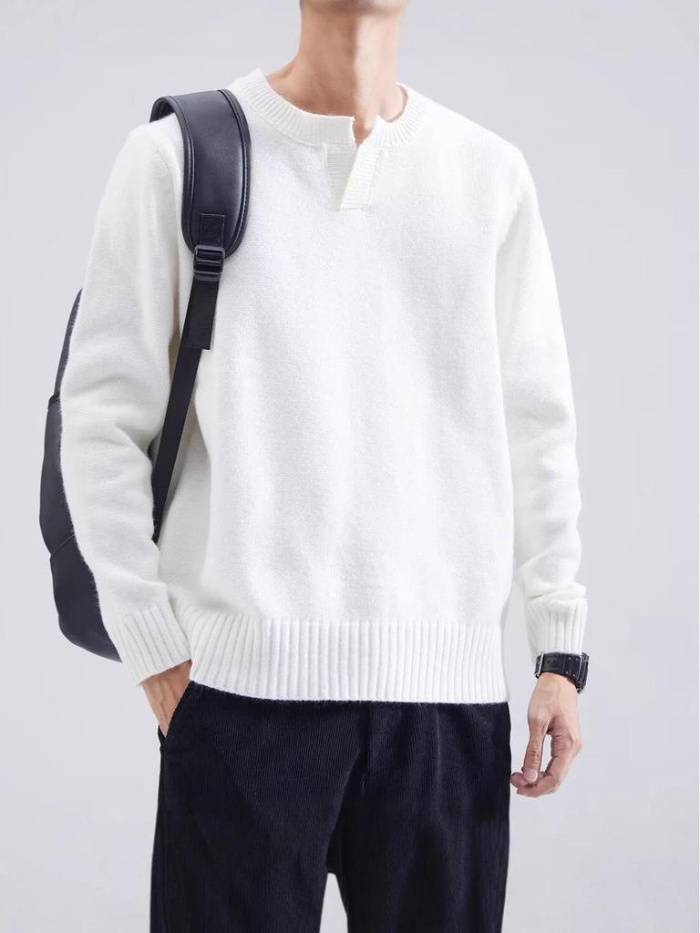 Autumn/Winter 2025 Men's Solid Color Round Neck Sweater - Soft, Youthful, Versatile Knitwear