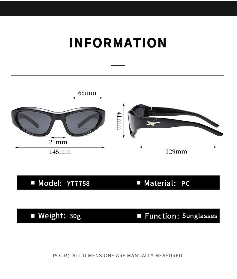 Alien Cat Eyes Cool Star Sunglasses Women's Fashion Street Photography Cyberpunk Futuristic Sunglasses 7758