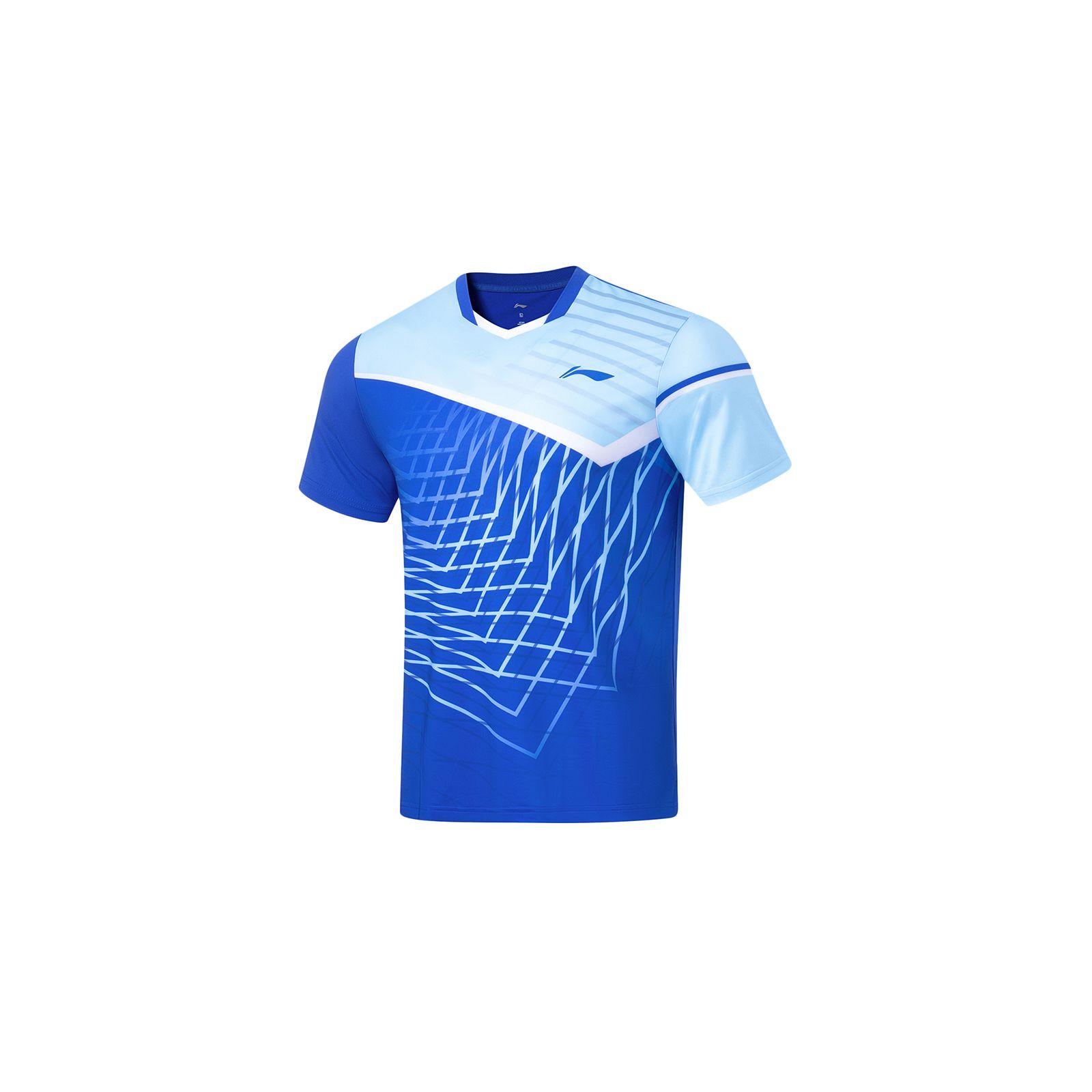 

Li Ning Badminton Series Breathable Quick-Dry Competition Short Sleeve T-Shirt Men Tops Crystal-Blue AAYT023-5 M
