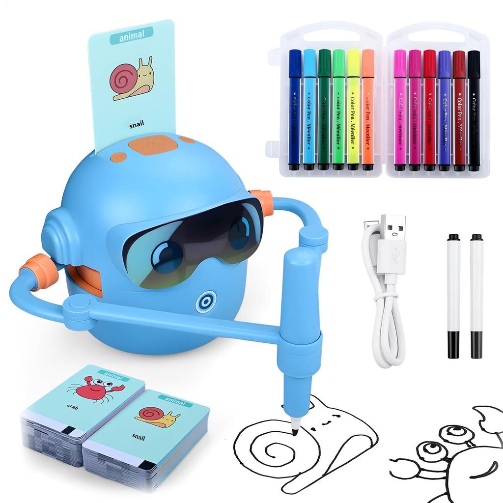 Robot Drawing Machine Rechargeable 1800mAh Battery Interactive Educational Drawing Machine for Kid Boys Girls Children Party