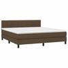 3140068 vidaXL Lit à sommier tapissier avec matelas Marron foncé 160x200 cm