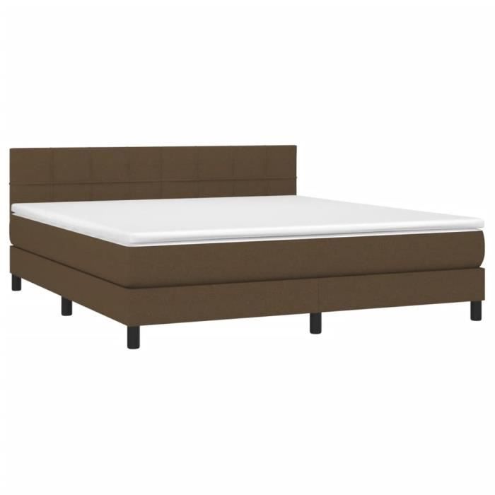 3140068 vidaXL Lit à sommier tapissier avec matelas Marron foncé 160x200 cm