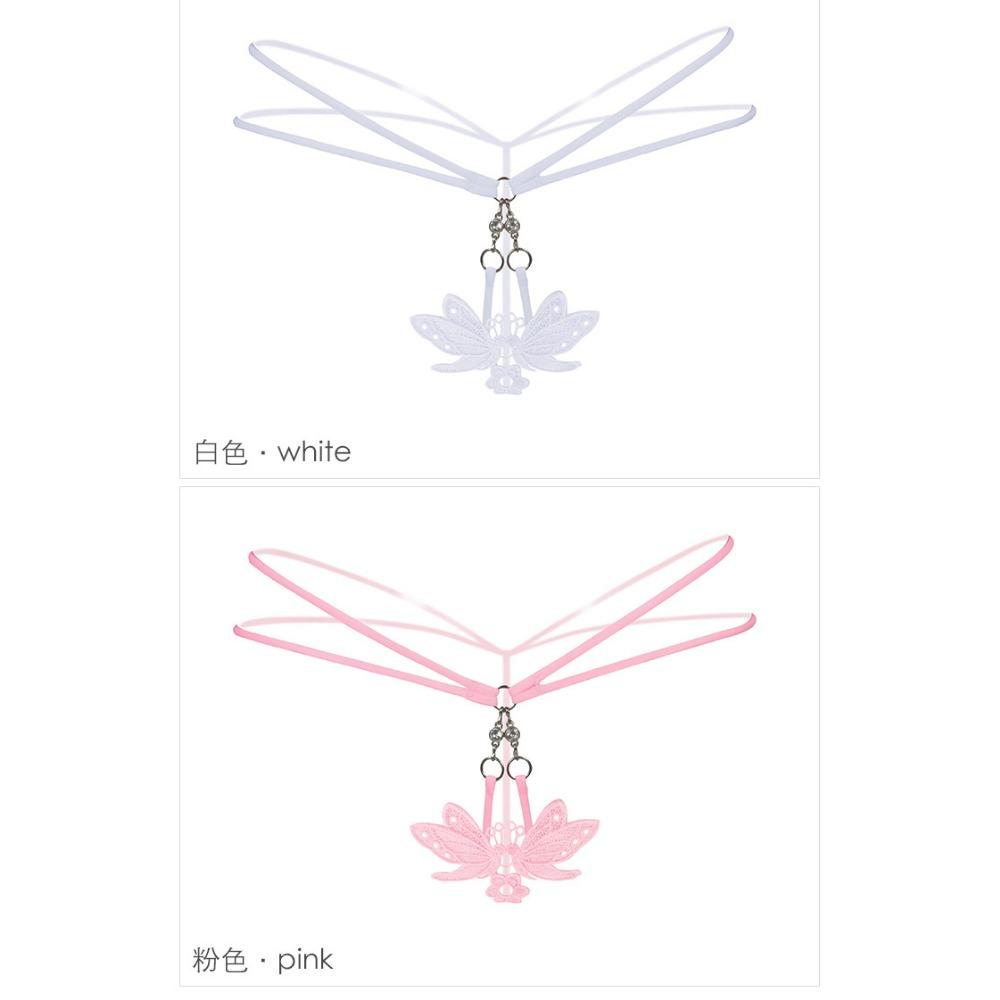 Hot Perspective Young Woman Women's Thong Sexy Embroidery Low Waist Metal Buckle Seduction Panties Sexy T-pants 2171