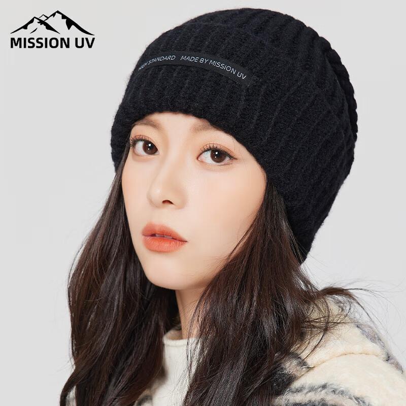 MISSION UV Women s Warm Knitted Beanie with Earmuffs One Size