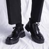 Mens British Style Derby Shoes Chunky Sole Formal Boots Wedding Groom Leather Shoes Comfortable Platform Oxfords Business Casual