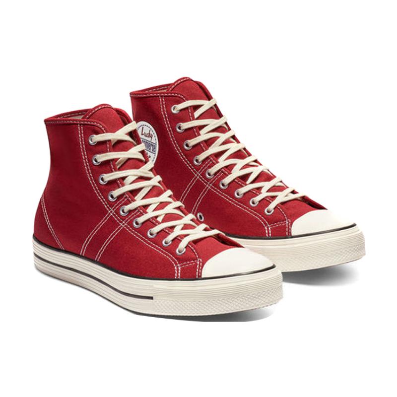 Converse Lucky Star High Top Classic Versatile High Top Canvas Shoes Unisex Red and White