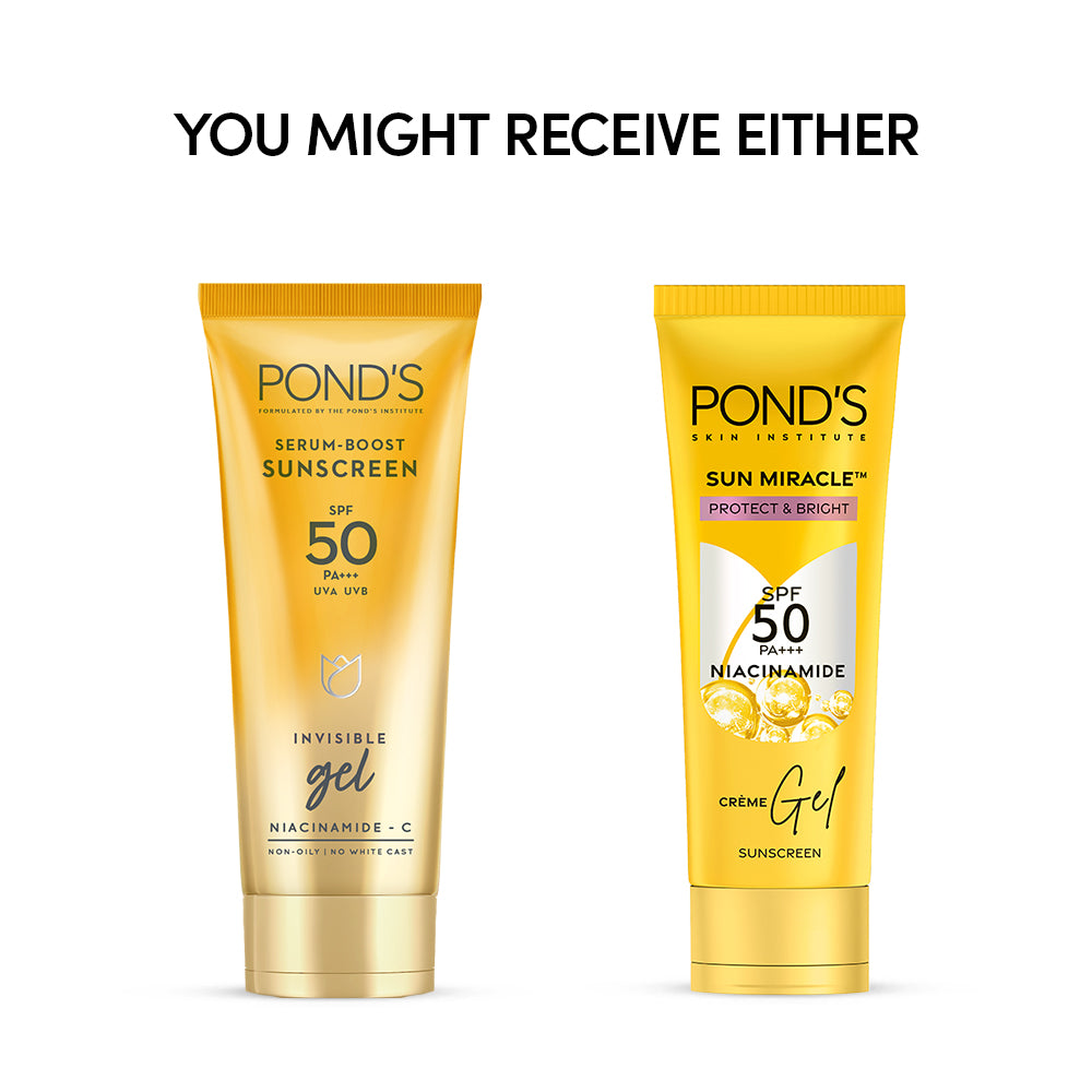 Pond’s Sun Miracle SPF 50 Sunscreen 100g For Face With Niacinamide | No White Cast, Lightweight, Brightening UV & Blue Light Protection