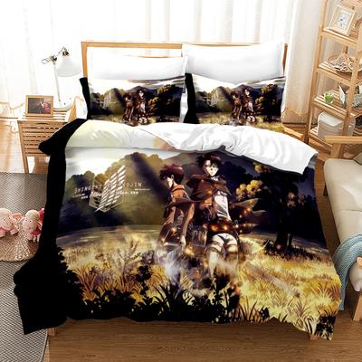 A-Attack O-On T-Titan Set Biancheria da Letto Anime Stampa 3D Copripiumino Federa Morbido Delicato sulla Pelle Ragazzi Adulti Misura King Size Tessili per la Casa
