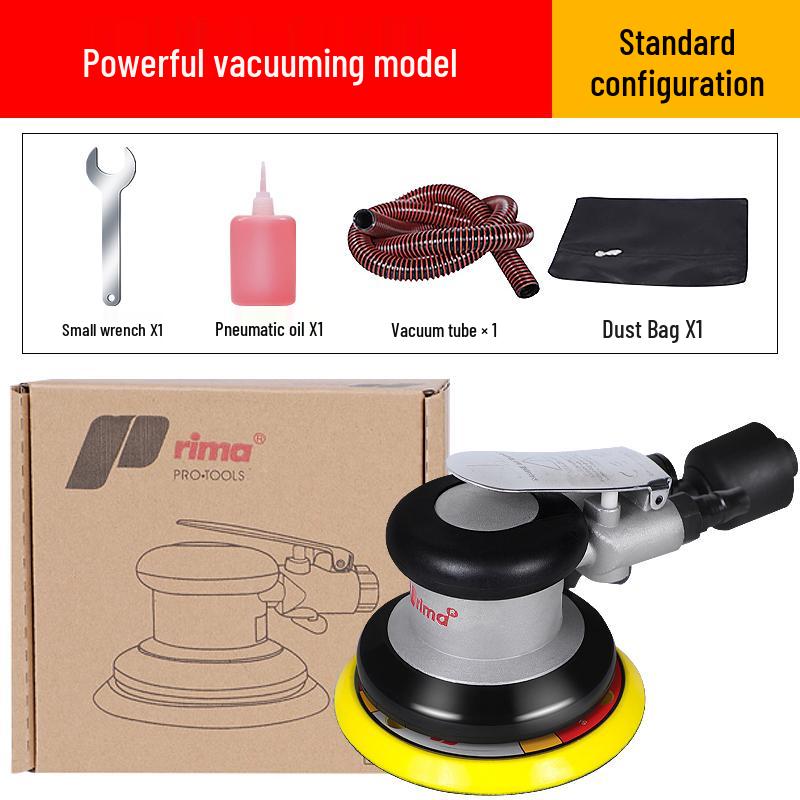 Taiwan Industrial-Grade Pneumatic Grinder with Dust Extraction and Round Sandpaper.