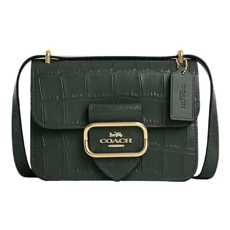 

COACH Morgan 18 Classic Logo Logo Logo Flap Snap Crocodile Embossed Leather Hand Shoulder Crossbody Bag Small Women s Dark Green зелений
