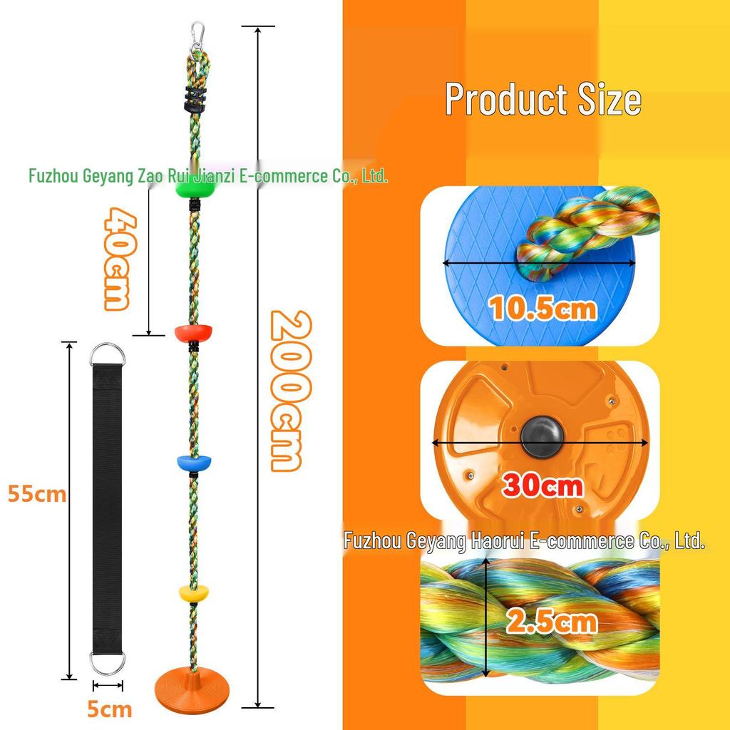 Large Children's Disc Swing with Climbing Rope - Sensory Training Playground Toy for Kindergartens