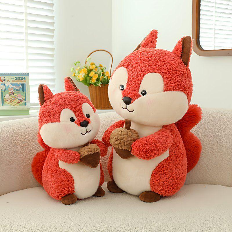 25CM Cute Pinecone Squirrel Plush Toy Small Curly Fur Soft Children's Throw Pillow Squirrel Doll a Christmas Gift for Childrn