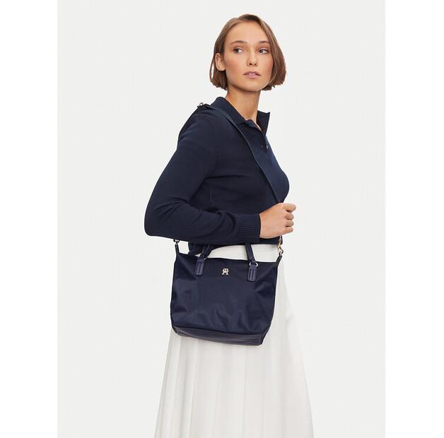 Bag Tommy Hilfiger Tommy Hilfiger Poppy Th Small Tote AW0AW15640 Dark Blue