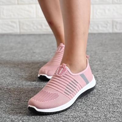 Woman Casual Slip On Vulcanized Shoes 2024 Women Flat Shoes Knit Female Mesh Soft Breathable Women's Footwear for Ladies Sneaker
