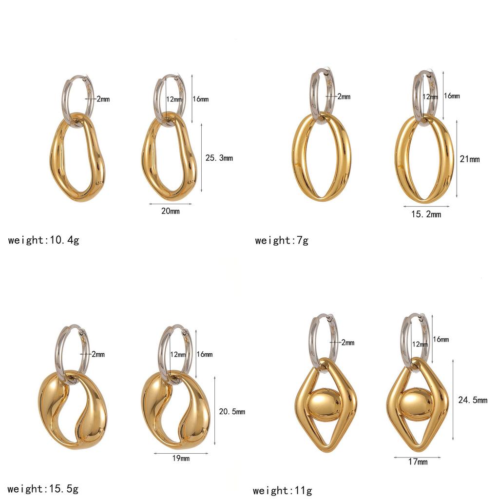 Geometric Stainless Steel Hoop Earrings For Women Summer Fashion Jewelry
