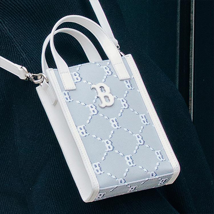 New MLB Monogram Collection Cellphone Pouches Gray White 3ACRH012N-43GRS