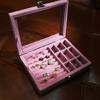 Dustproof Organizer for Earring Ring Necklace Velvet-Clear Lid Jewellery Holder