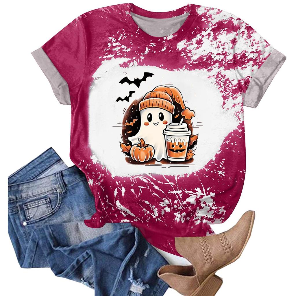 Halloween Shirts for Women Cute Shirt Fall Tshirt Gradient Graphic Tees Casual Short Sleeve Tops