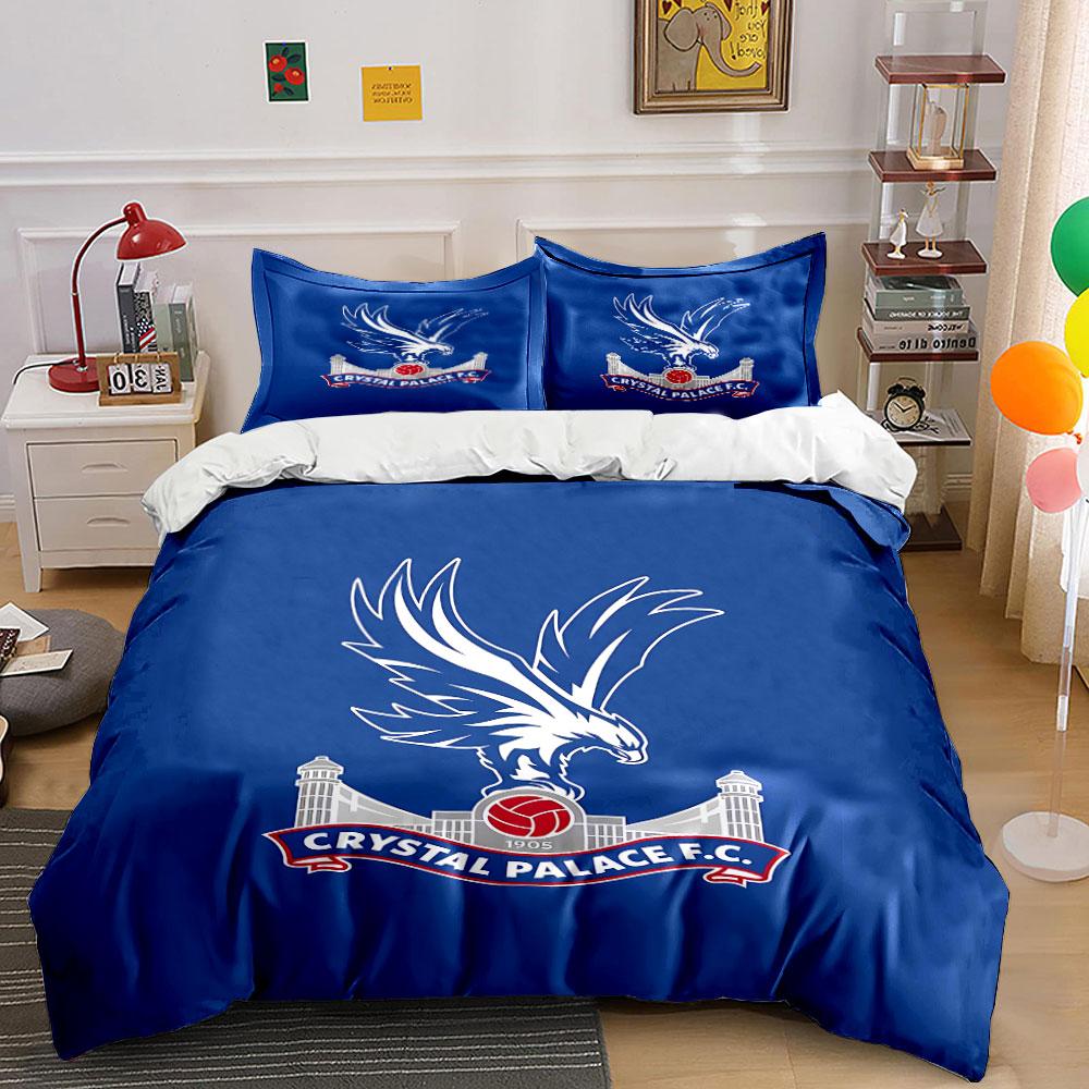 Blue Crystal Palace FC Bedding Bedding Duvet Cover Set Duvet Cover Pillowcases (1 * Duvet Cover 2 * Pillowcases, Without Duvet Insert)