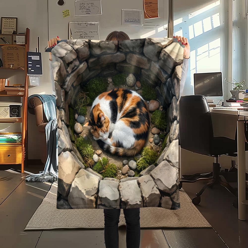 1PC 3D visual effects Print FlAannel Blanket, High quality Comfortable for All Seasons, Home Decor, Warmth and Comfort
