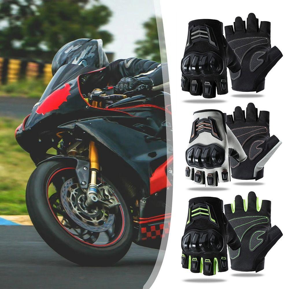 1 Pair Half Finger Motorcycle Gloves Anti-fall Anti-slip Cycling Gloves Wear-resistant Breathable Driving Gloves