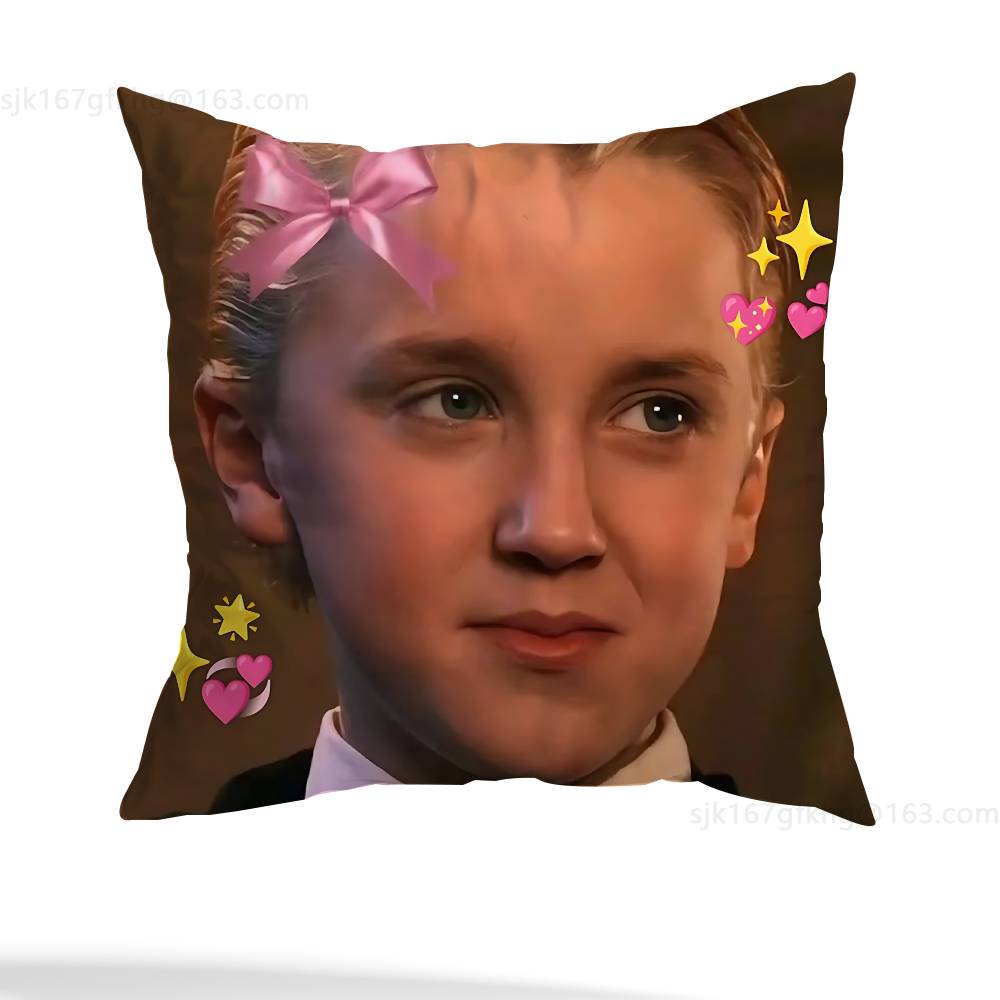Actor D-Draco M-Malfoy Pillow Case Square Double-Sided Printing Short Plush Sofa Cushion Cover Bedroom Bedside Pillow