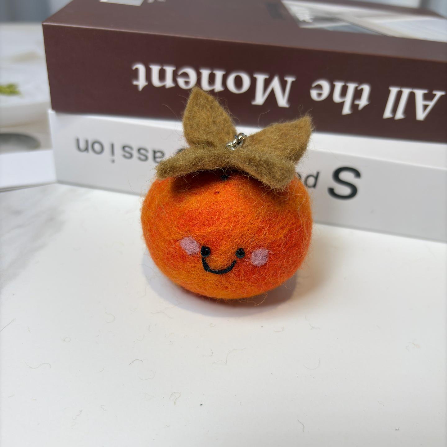 Handmade Wool Felt Fruit Keychain Charms: Peaches, Oranges, Persimmons