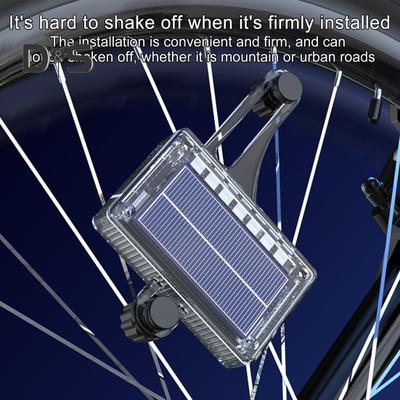 Solcellsdriven cykelekerlampa med rörelsesensor nattcykling LED säkerhetsvarningslampa cykelfälg hjuldekoration däcklampa cykeltillbehör