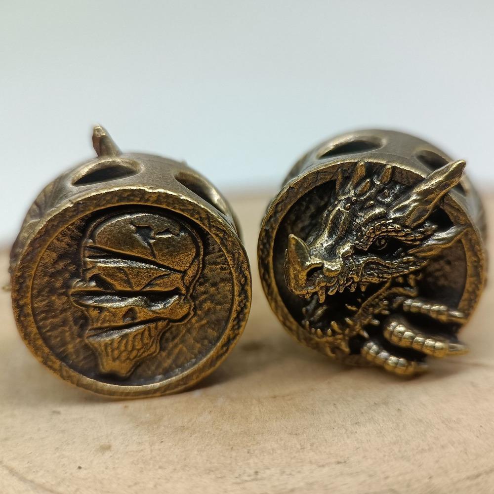 Dragon Brass Knife Bead EDC DIY Paracord Pendant Jewelry Accessories Umbrella Rope Keychain Lanyard Hangings