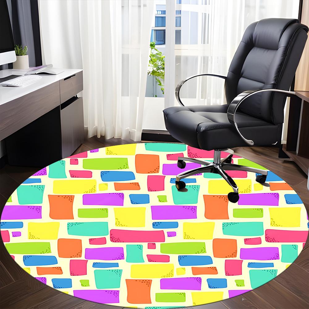 1pc Colorful Pattern Chair Carpet for Office, Non slip, Soft and Durable Office Rug