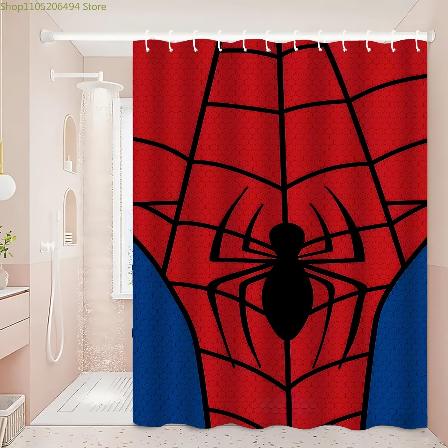 

A Printed Shower Curtain Featuring a Spider-Man Design, Made of Durable Polyester Fabric, Suitable for Cozy Home Bathrooms And 90x180cm
