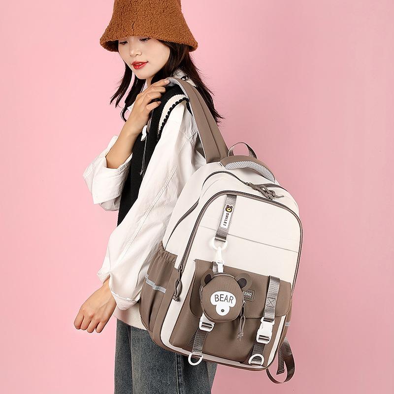 Contrasting colors cute schoolbag female new primary and secondary school students grade 3 to 6 high-value backpack
