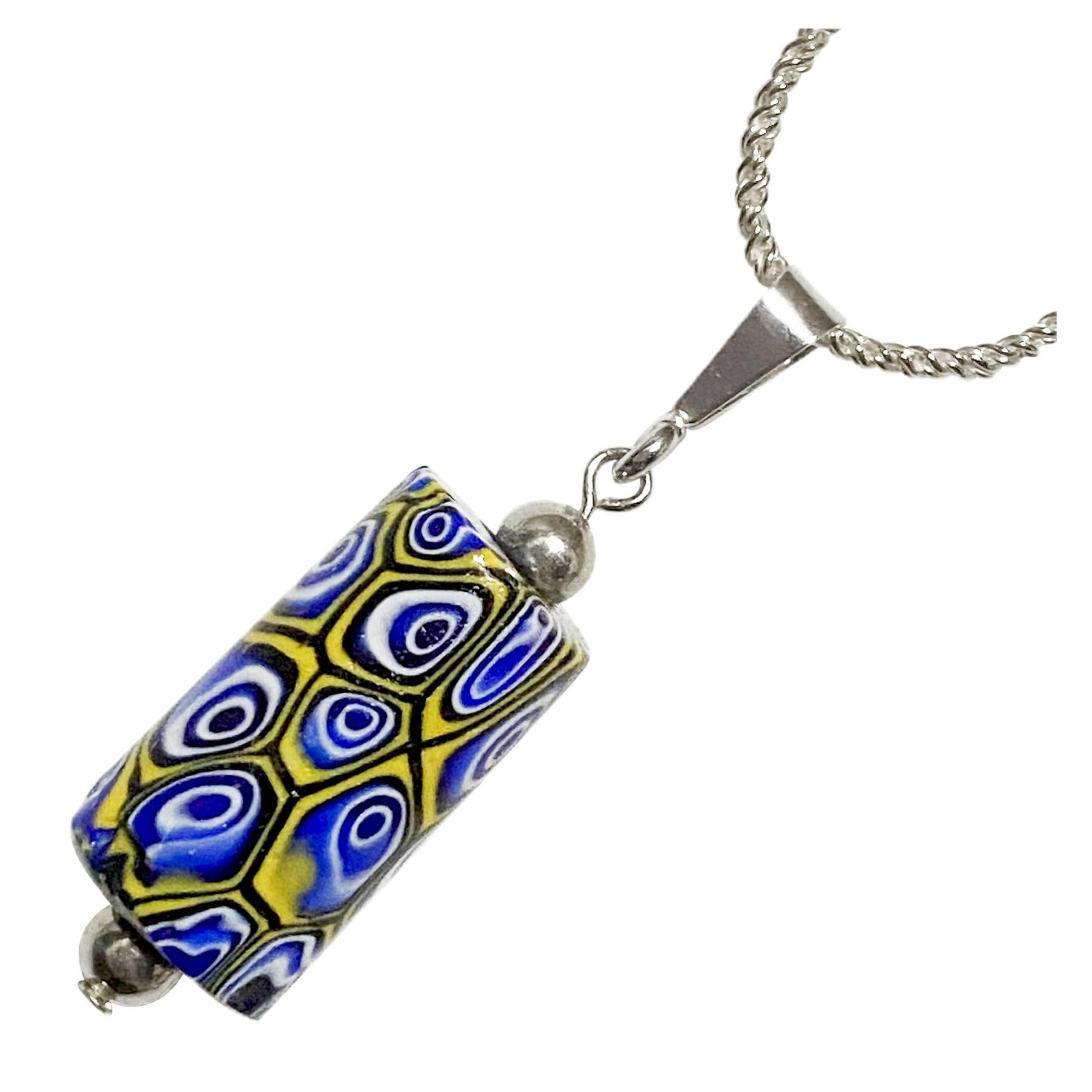 

Venetian Lampwork Bead Antique Beads SILVER925 Pendant Necklace Millefiori Venetian Trade Beads European Handmade Bead Necklace 50cm Antiquebeads