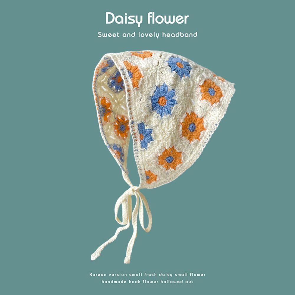 

Small Daisy Knitted Triangle Headband Headwear Bandanas New Hair Bands Spring синій