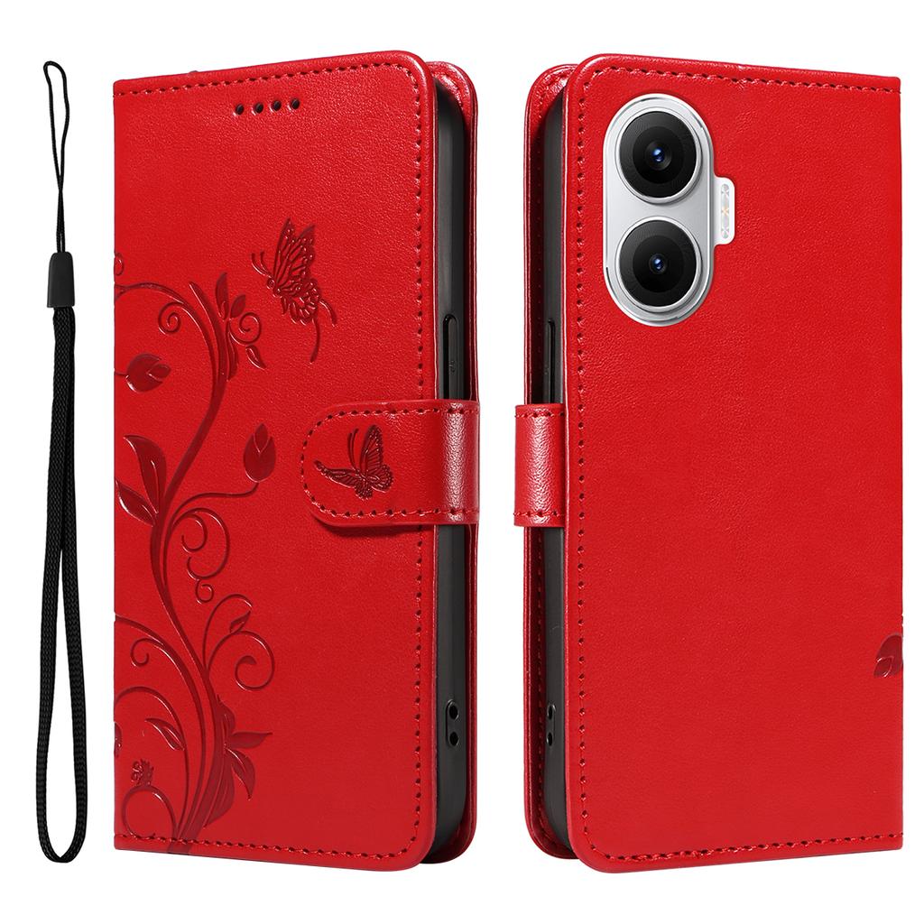 For Xiaomi Poco F7 5G/Xiaomi Redmi Turbo 4 Pro 5G PU Leather Cases Flower Pattern Wallet Stand Phone Cover with Strap